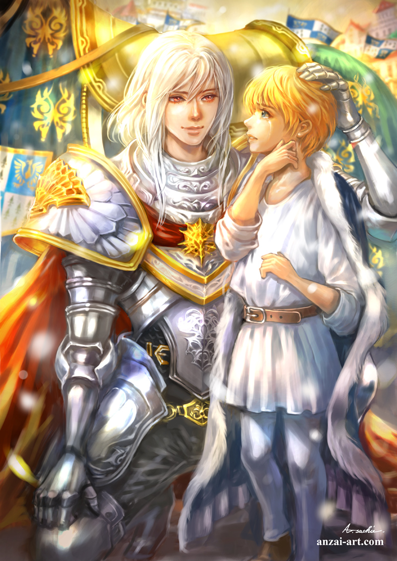 雪の中の聖騎士と少年