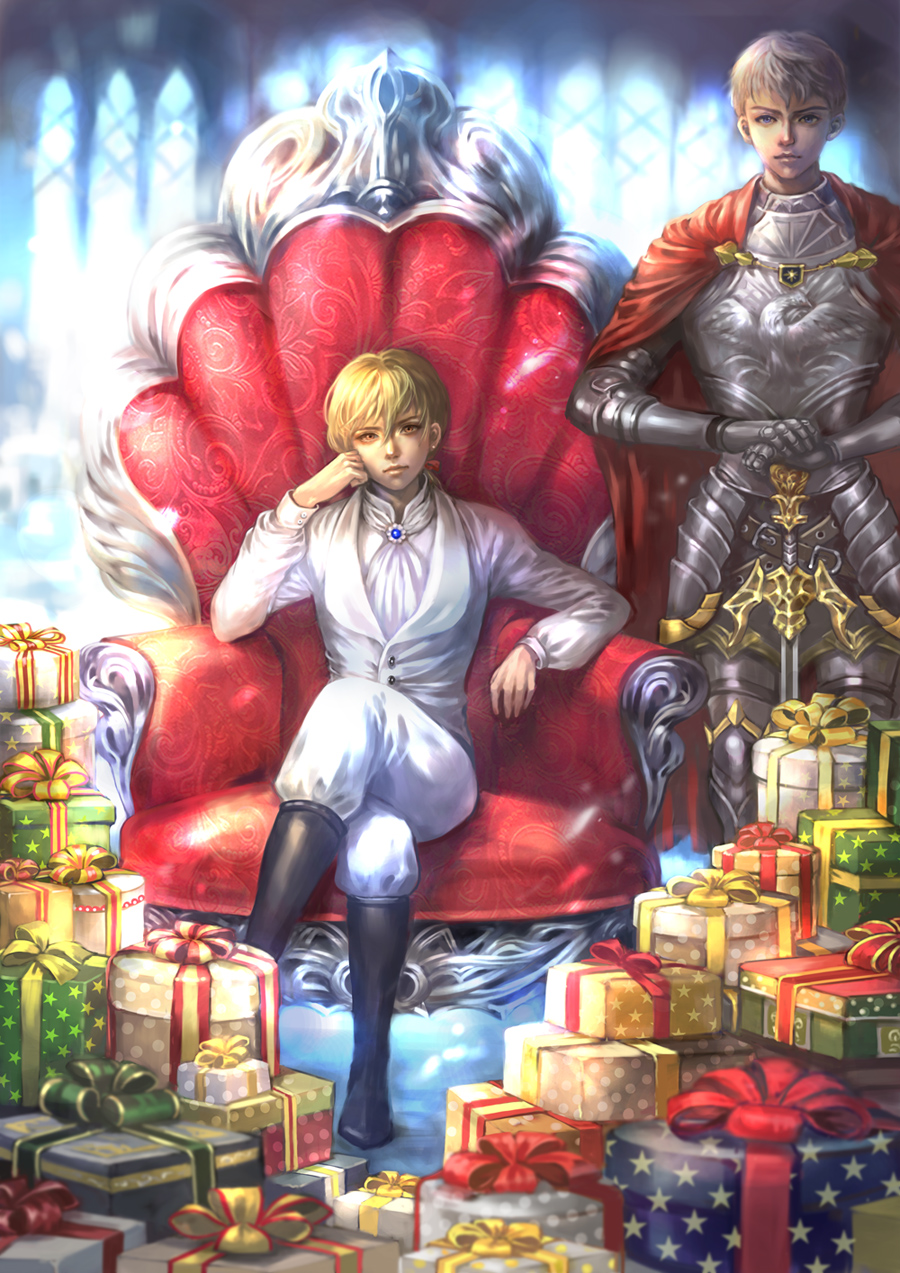 プレゼントに囲まれる王子と騎士